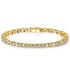 Bezel-Set Round Cut Cubic Zirconia Tennis Bracelet - 925 Sterling Silver Wedding Jewelry