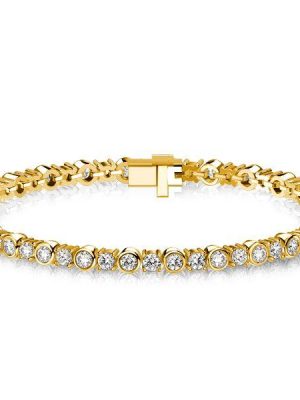 Bezel-Set Round Cut Cubic Zirconia Tennis Bracelet - 925 Sterling Silver Wedding Jewelry