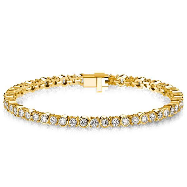 Bezel-Set Round Cut Cubic Zirconia Tennis Bracelet - 925 Sterling Silver Wedding Jewelry