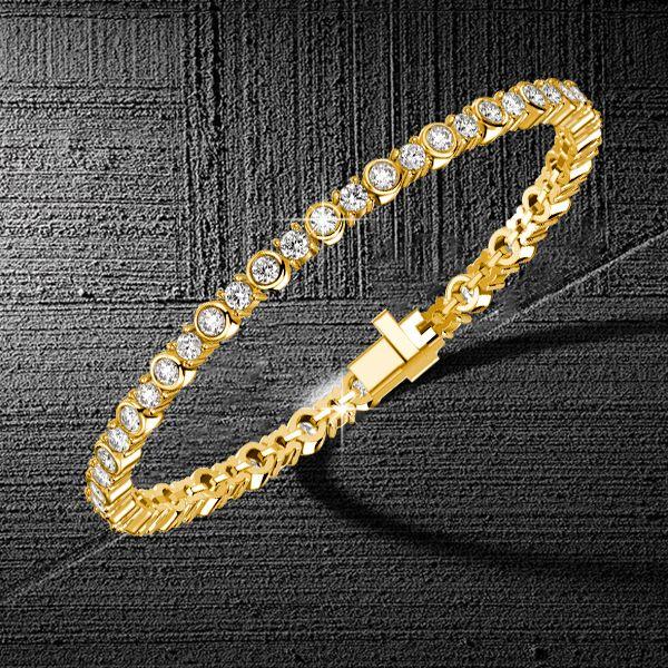 Bezel-Set Round Cut Cubic Zirconia Tennis Bracelet - 925 Sterling Silver Wedding Jewelry