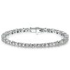 Bezel-Set Round Cut Cubic Zirconia Tennis Bracelet - 925 Sterling Silver Wedding Jewelry