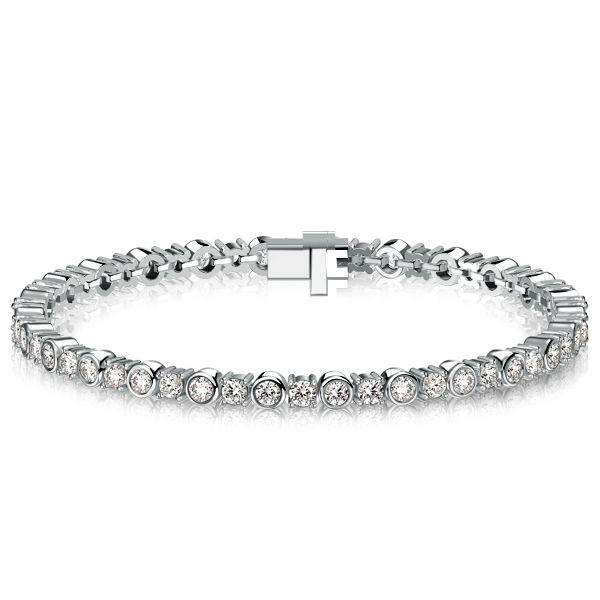Bezel-Set Round Cut Cubic Zirconia Tennis Bracelet - 925 Sterling Silver Wedding Jewelry