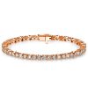 Bezel-Set Round Cut Cubic Zirconia Tennis Bracelet - 925 Sterling Silver Wedding Jewelry