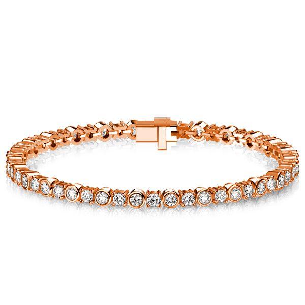 Bezel-Set Round Cut Cubic Zirconia Tennis Bracelet - 925 Sterling Silver Wedding Jewelry