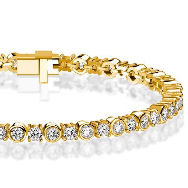 Bezel-Set Round Cut Cubic Zirconia Tennis Bracelet - 925 Sterling Silver Wedding Jewelry