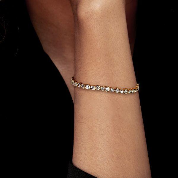 Bezel-Set Round Cut Cubic Zirconia Tennis Bracelet - 925 Sterling Silver Wedding Jewelry