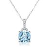Aquamarine Pendant Necklace - Cushion & Round Cut - Sterling Silver