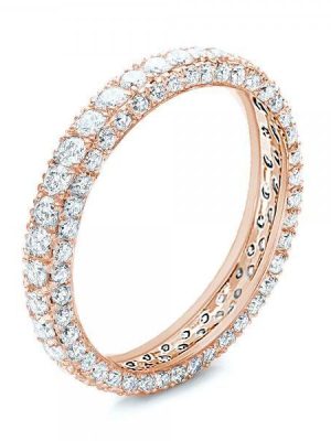 Rose Gold Eternity Wedding Band - White Sapphire Ring for Women