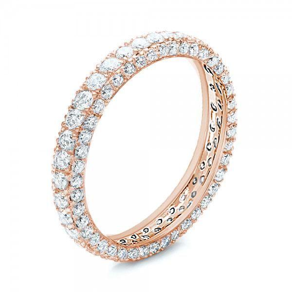 Rose Gold Eternity Wedding Band - White Sapphire Ring for Women