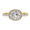 Oval Cut Halo East-West Engagement Ring - Sterling Silver, Gold, Rose Gold