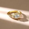Oval Cut Halo East-West Engagement Ring - Sterling Silver, Gold, Rose Gold