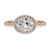 Oval Cut Halo East-West Engagement Ring - Sterling Silver, Gold, Rose Gold