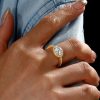 Oval Cut Halo East-West Engagement Ring - Sterling Silver, Gold, Rose Gold