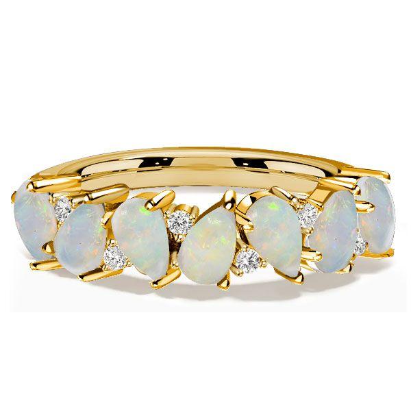Pear Opal Ring - 18K Gold Plated Sterling Silver Wedding Ring for Women