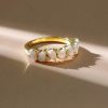 Pear Opal Ring - 18K Gold Plated Sterling Silver Wedding Ring for Women