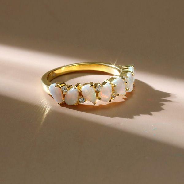 Pear Opal Ring - 18K Gold Plated Sterling Silver Wedding Ring for Women