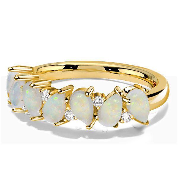 Pear Opal Ring - 18K Gold Plated Sterling Silver Wedding Ring for Women
