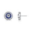 Antique Blue Sapphire Halo Stud Earrings - 925 Sterling Silver Vintage Style