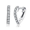 Heart Hoop Earrings with Created White Sapphires in Sterling Silver