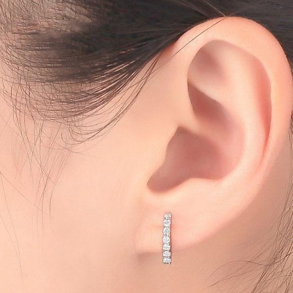 Heart Hoop Earrings with Created White Sapphires in Sterling Silver
