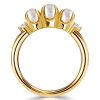 18K Gold Plated Sterling Silver Anniversary Band Ring with Round Cut Stones for Women