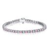 Pink Stone Tennis Bracelet in 925 Sterling Silver for Women | Rhodium Plated