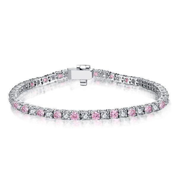 Pink Stone Tennis Bracelet in 925 Sterling Silver for Women | Rhodium Plated