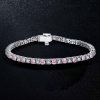 Pink Stone Tennis Bracelet in 925 Sterling Silver for Women | Rhodium Plated
