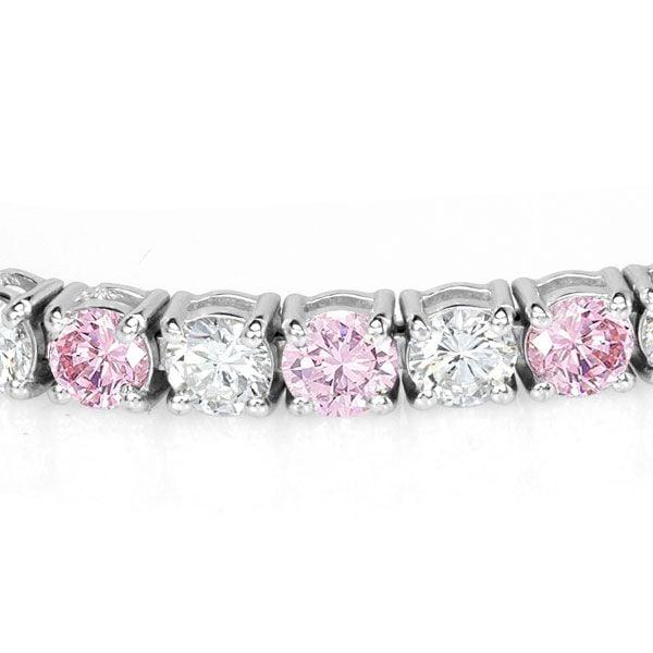 Pink Stone Tennis Bracelet in 925 Sterling Silver for Women | Rhodium Plated