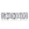 Luxury Emerald Cut Created White Sapphire Eternity Wedding Band in Sterling Silver
