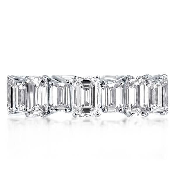 Luxury Emerald Cut Created White Sapphire Eternity Wedding Band in Sterling Silver