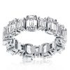 Luxury Emerald Cut Created White Sapphire Eternity Wedding Band in Sterling Silver