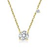 18K Gold Plated Round Cut Pendant Necklace for Women - Sterling Silver