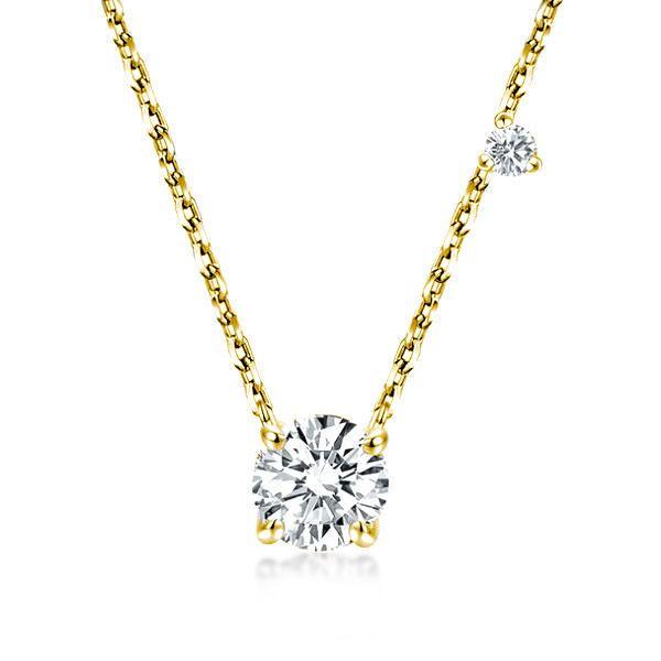 18K Gold Plated Round Cut Pendant Necklace for Women - Sterling Silver