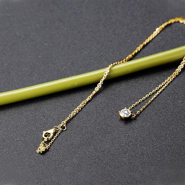 18K Gold Plated Round Cut Pendant Necklace for Women - Sterling Silver