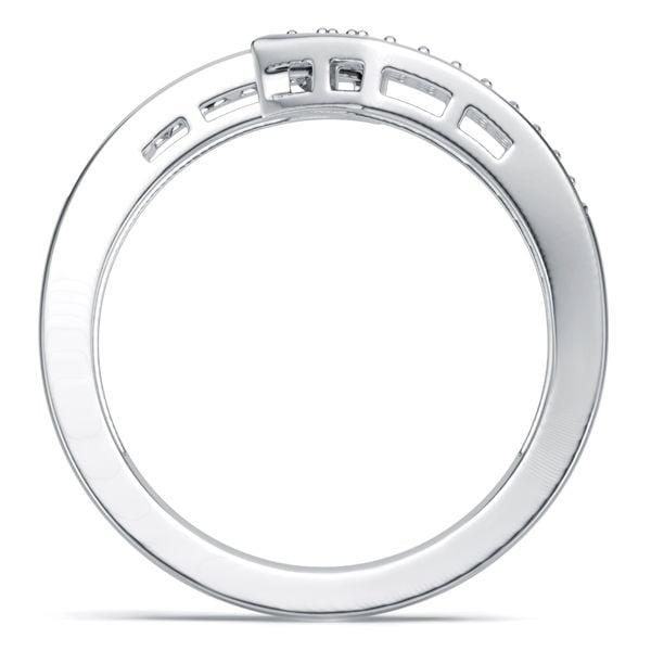 Sterling Silver Bypass Design Emerald Cut Blue Sapphire Band Ring (1.08 CT. TW.)