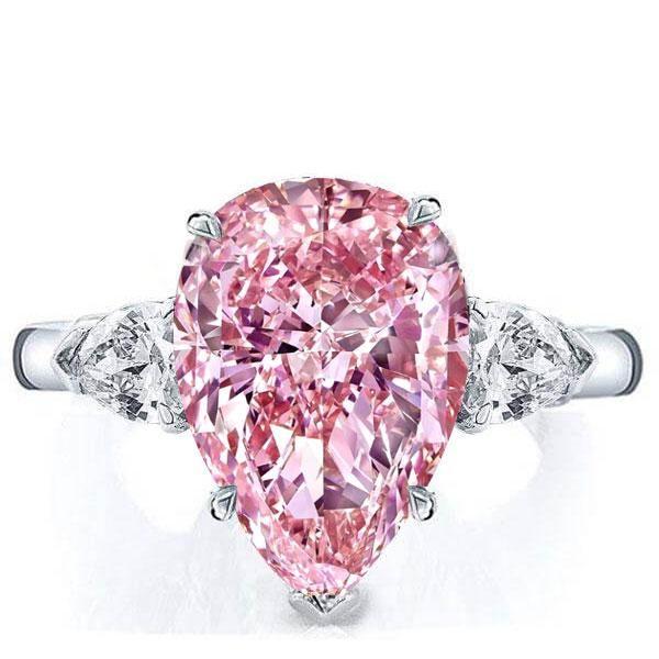 Pear Cut Pink Sapphire Three Stone Engagement Ring - 925 Sterling Silver