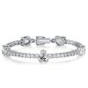 White Sapphire Tennis Bracelet for Women - Sterling Silver (6-9 Inches)