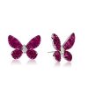 Dancing Butterfly Ruby & Sapphire 925 Sterling Silver Stud Earrings for Women