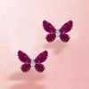 Dancing Butterfly Ruby & Sapphire 925 Sterling Silver Stud Earrings for Women