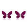 Dancing Butterfly Ruby & Sapphire 925 Sterling Silver Stud Earrings for Women