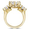 Cushion Cut Three Stone Engagement Ring - 18K Gold Plated Sterling Silver Promise Ring