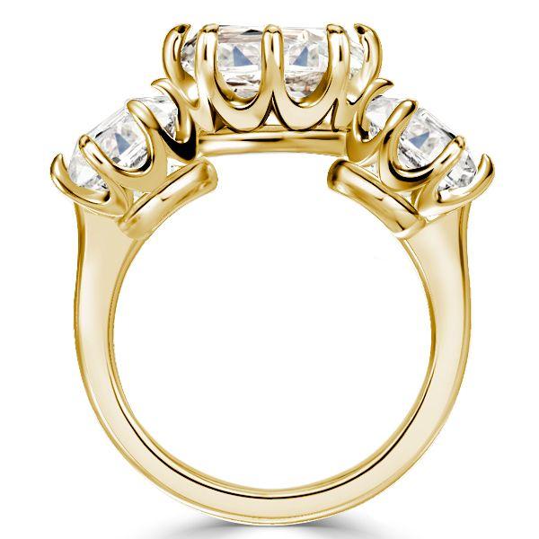 Cushion Cut Three Stone Engagement Ring - 18K Gold Plated Sterling Silver Promise Ring