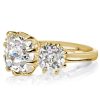 Cushion Cut Three Stone Engagement Ring - 18K Gold Plated Sterling Silver Promise Ring