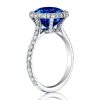 Blue Sapphire Halo Engagement Ring - Sterling Silver