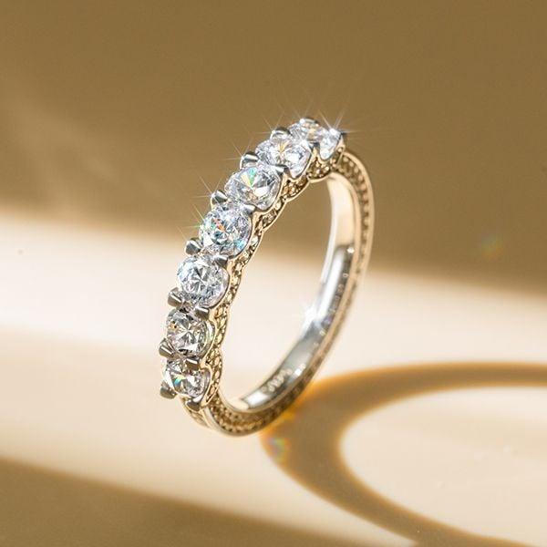Sterling Silver Alternative Engagement Ring with 5.00 CT. TW. Simulated Stones