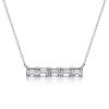 Sterling Silver Baguette Cut Bar Necklace | Genuine 925 Silver Rhodium Plated