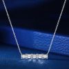 Sterling Silver Baguette Cut Bar Necklace | Genuine 925 Silver Rhodium Plated