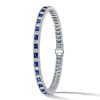 Princess Cut Blue Sapphire Tennis Bracelet - Sterling Silver Wedding Jewelry
