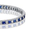 Princess Cut Blue Sapphire Tennis Bracelet - Sterling Silver Wedding Jewelry